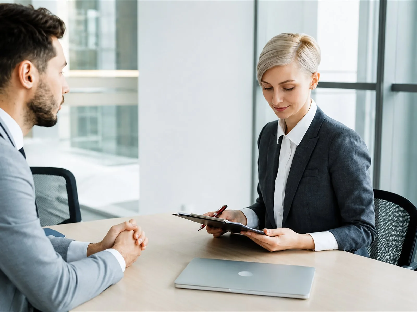 Lawyer consulting with a client in the office